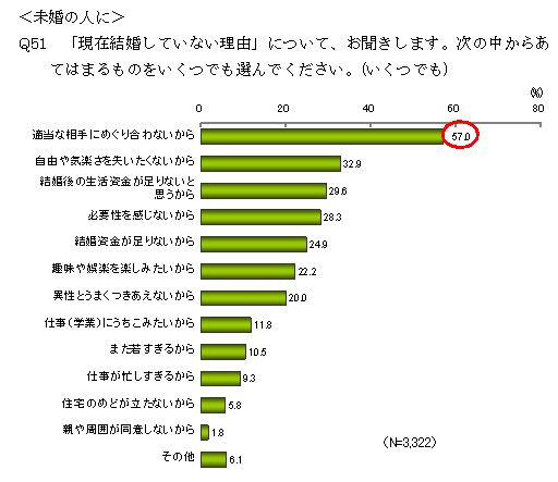 結婚していない理由 内閣府調査